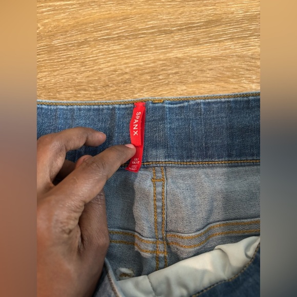 Vintage Spanx Jeans Wide Leg Indigo Blue Pull On High Rise 70s Flare Y2K - Picture 4 of 7